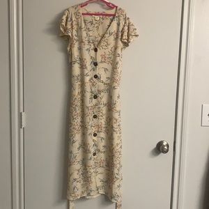 Monteau Floral Dress with tie at waist